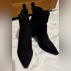 Imily Bella Pointed Toe Black Suede Ankle Booties. Size 7.